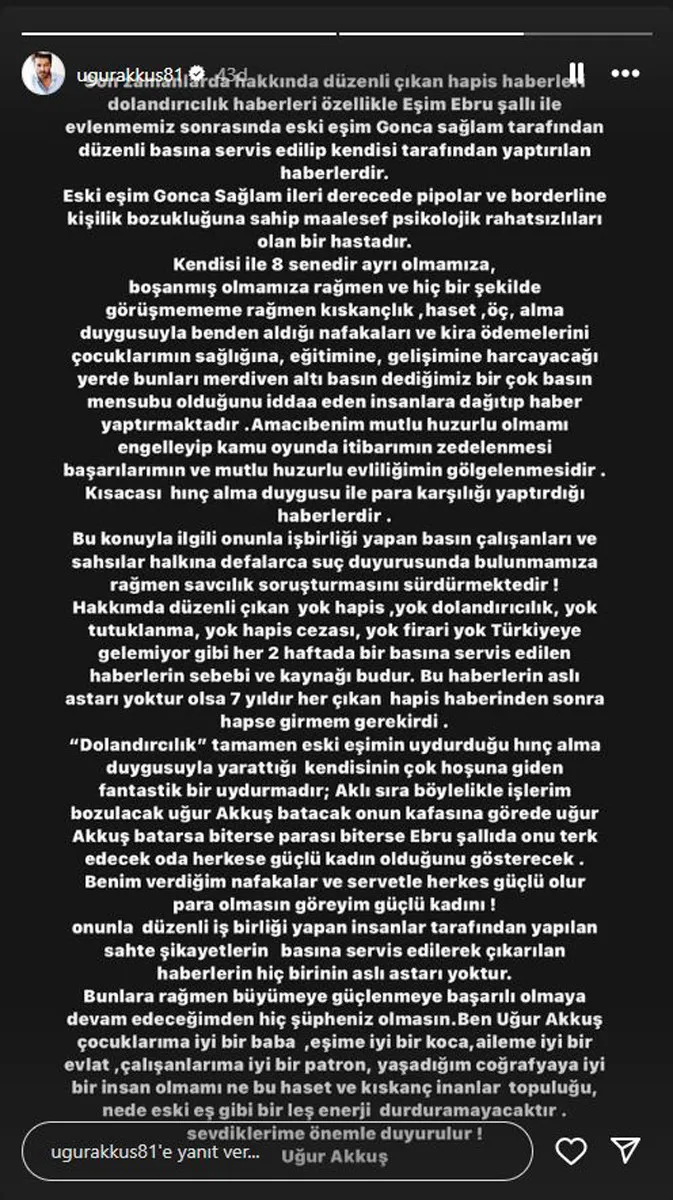 Uğur Akkuş Instagram Paylaşım