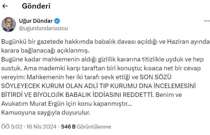 uğur dündar açıklama