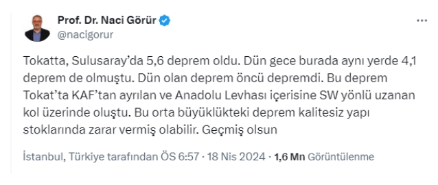 Naci Gorur Deprem Uyarisi P A Y L A S İ M