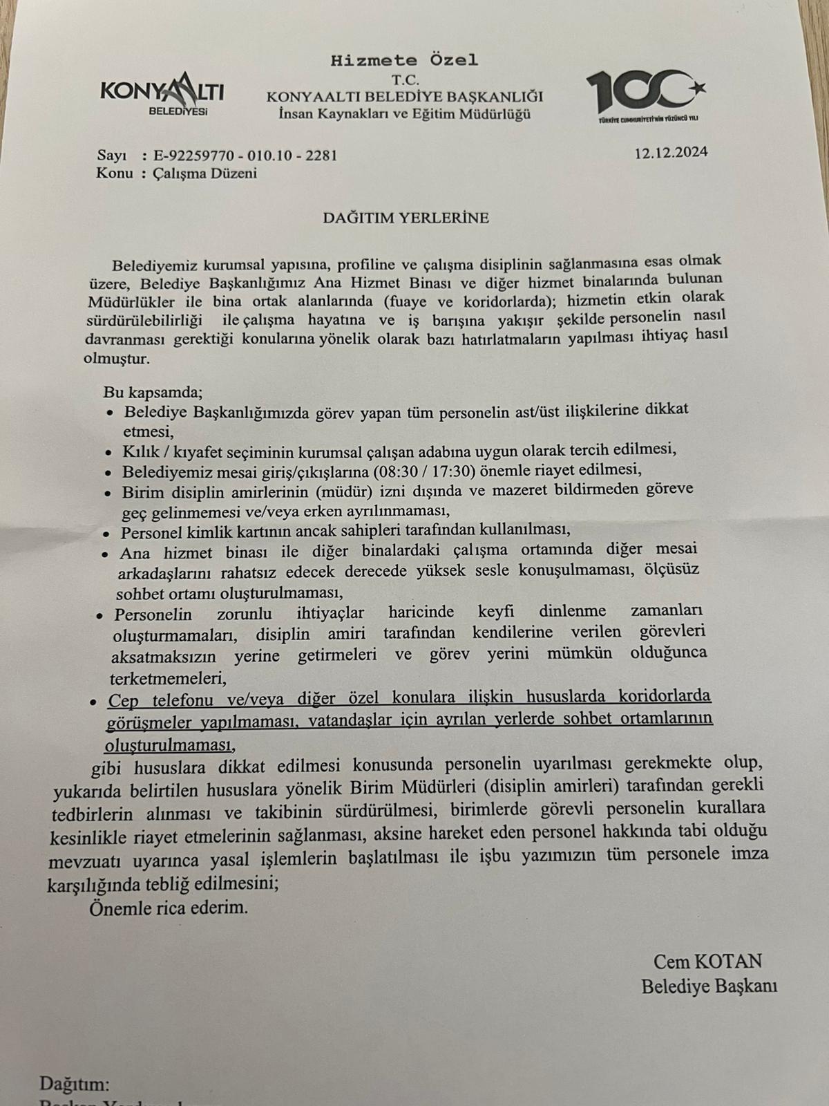 Konyaaltı Belediyesi Genelge-2