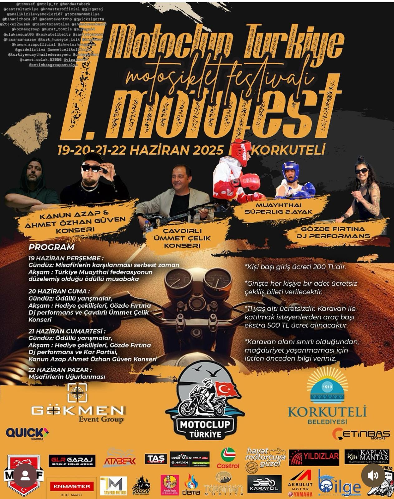 Korkuteli’nde Motor Tutkunları Buluşuyor! Motoclup Türkiye’den 1. Motorfest Heyecanı Başladı
