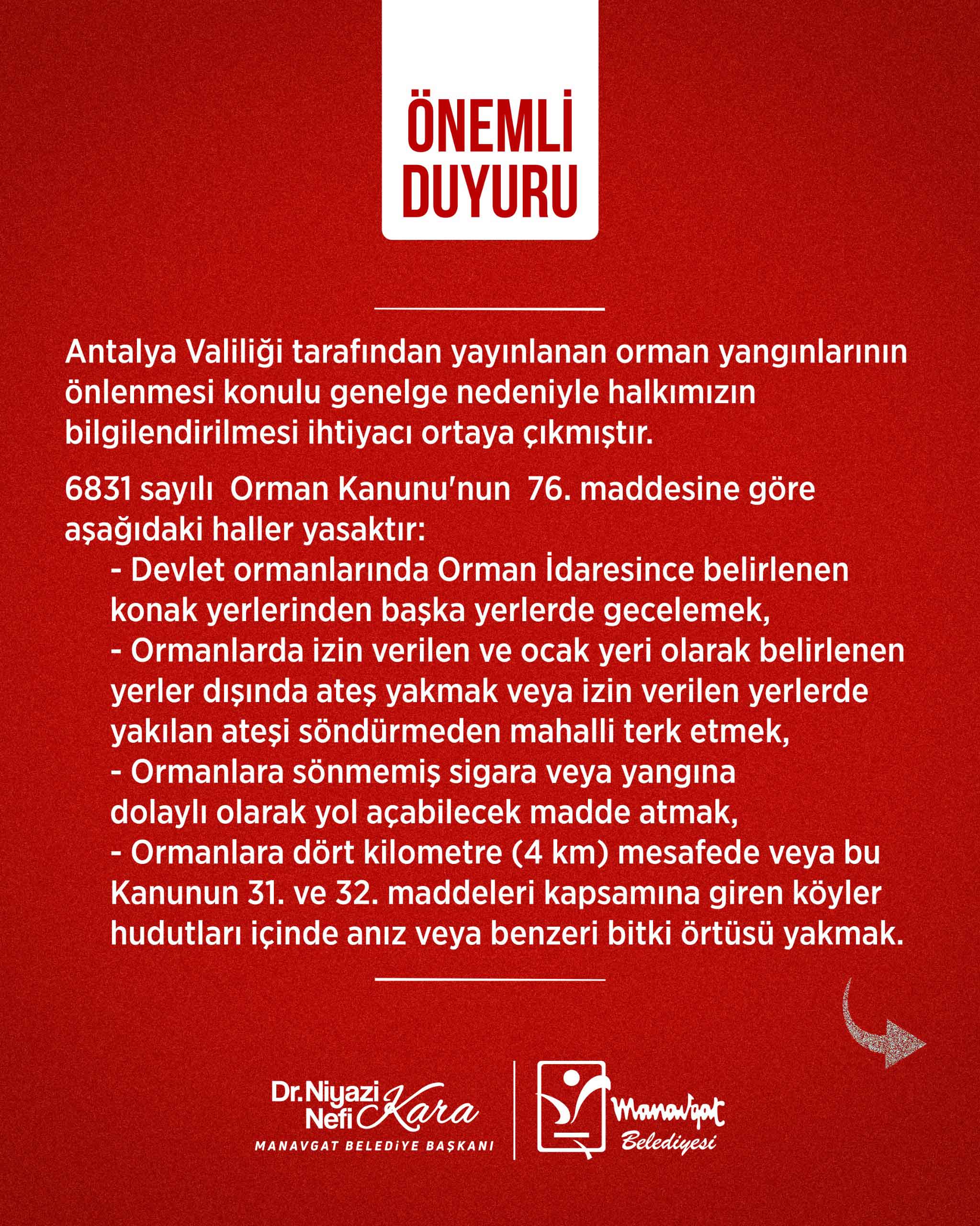 Manavgat Belediyesi Genelge Yayınladı! Yasaklar Ardı Ardına Geldi (2)