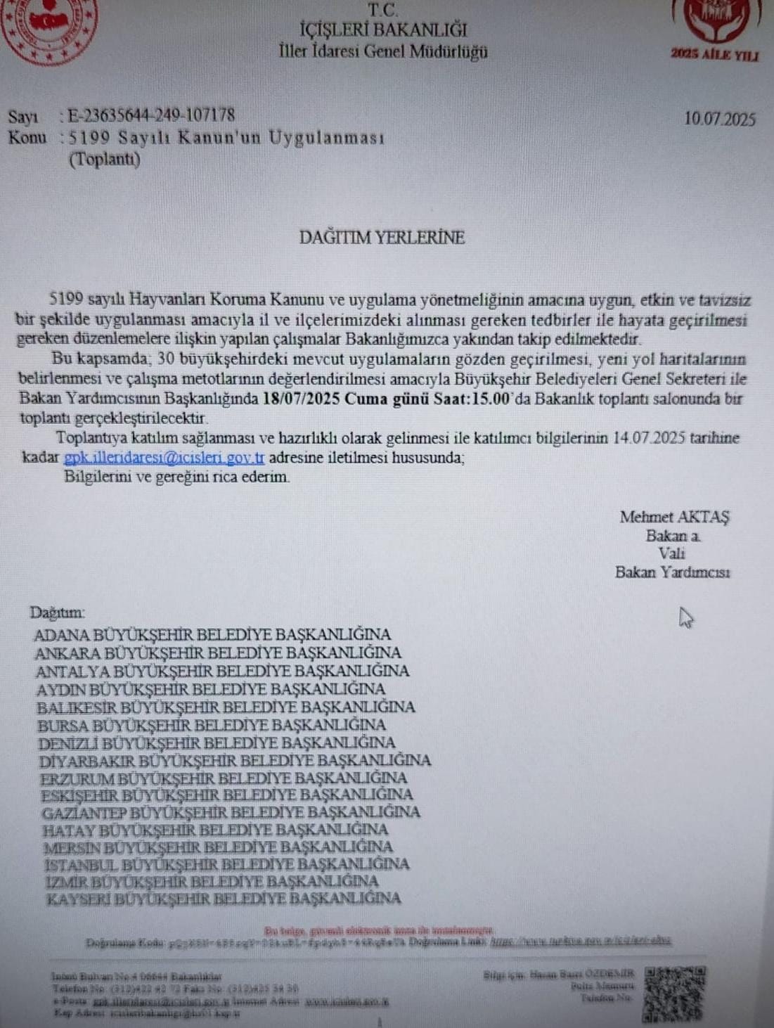 Bakanlık 30 Büyükşehir Belediyesini Ankara Ya Cagırdı