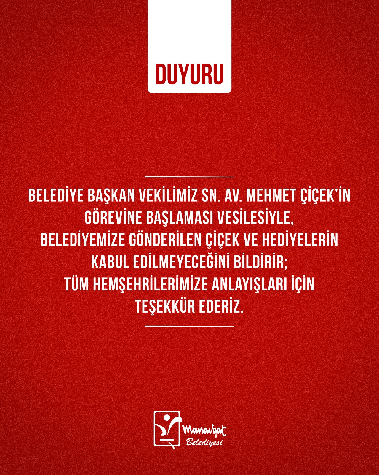 Manavgat Belediyesi Yasak
