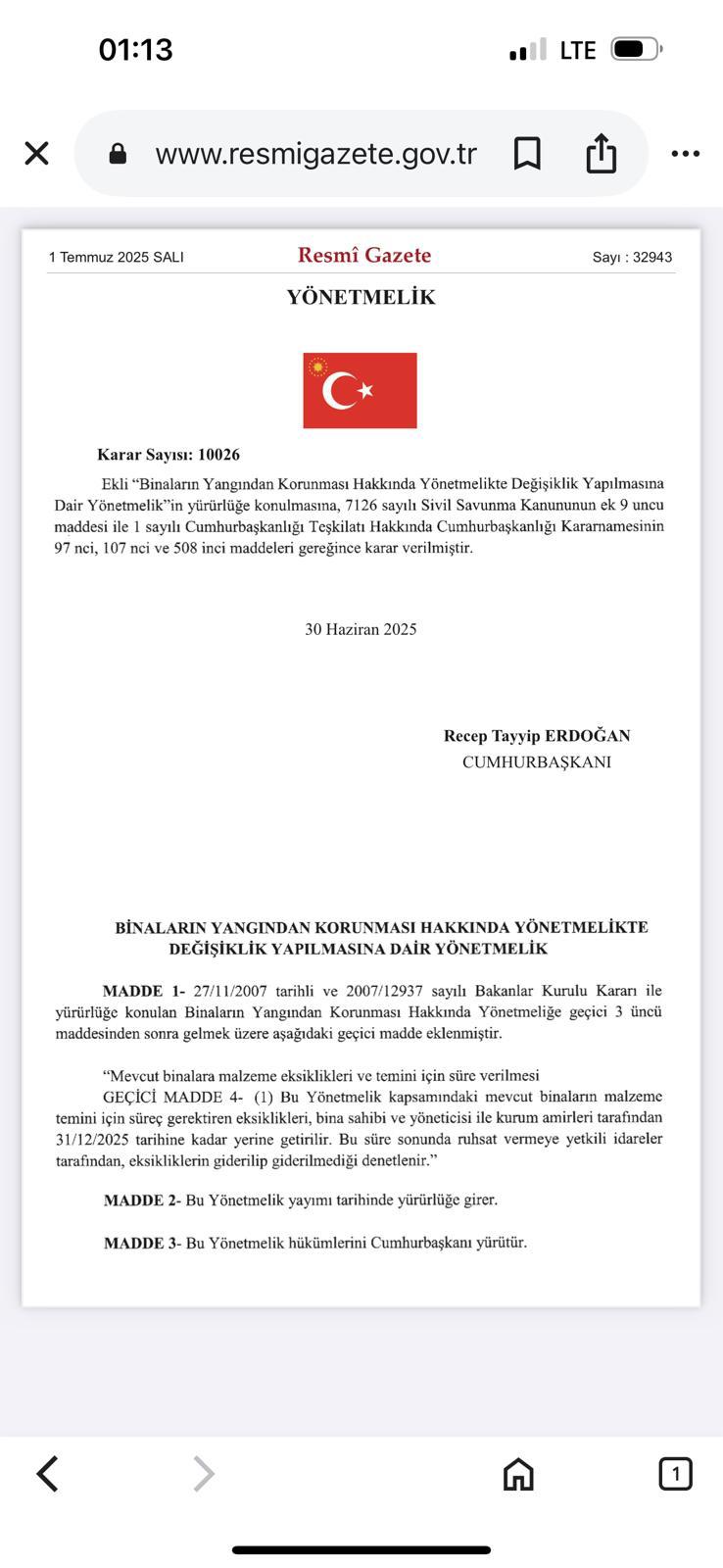 Yangın Yönetmeliği