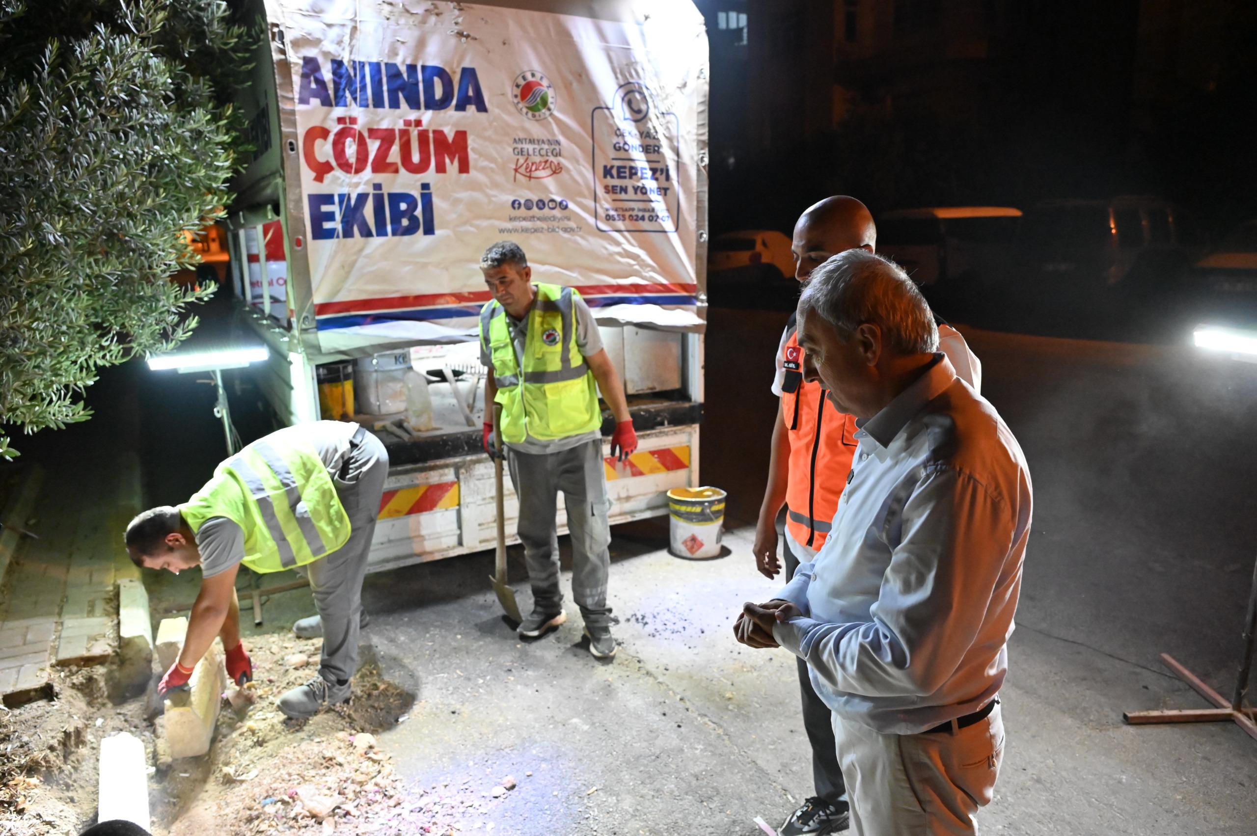 Kepez, Aninda Cozum Ekibi Ile Gece Gunduz Sahada 4