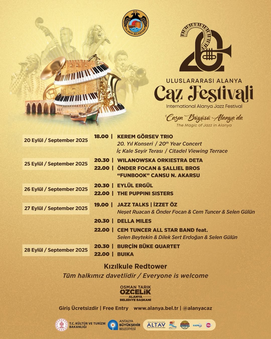 🎷 20. Uluslararası Alanya Caz Festivali Başlıyor!Bu Yıl 20. Yaşını Kutlayan Festivalimiz, Dünya