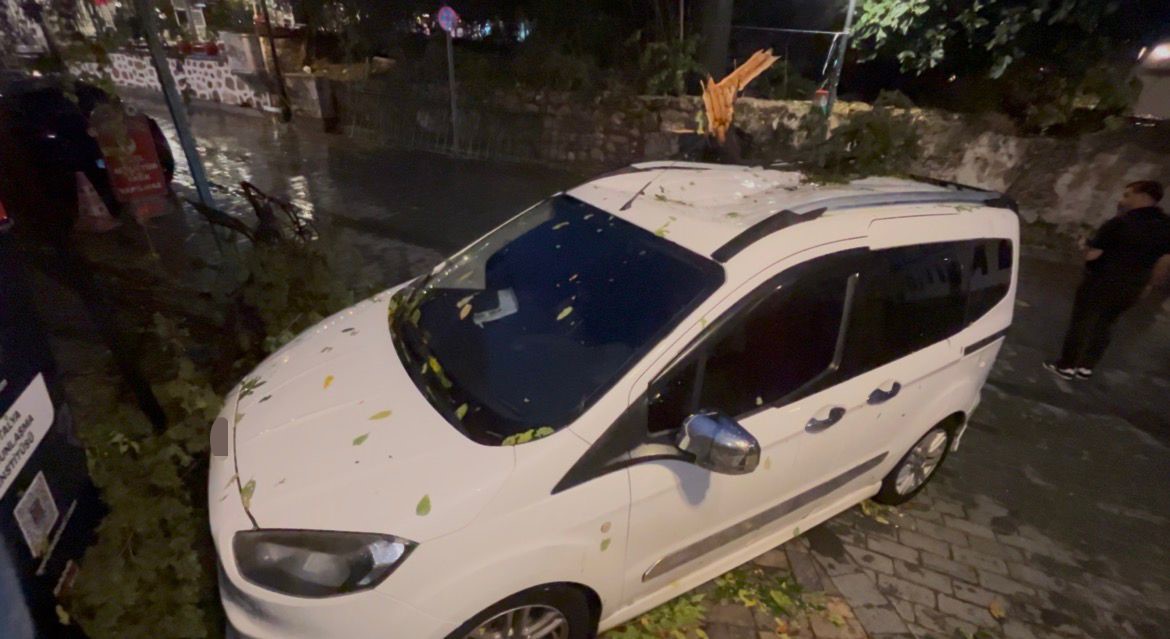 Firtinanin Devirdiği Agac Aracin Ustune Dustu (1)