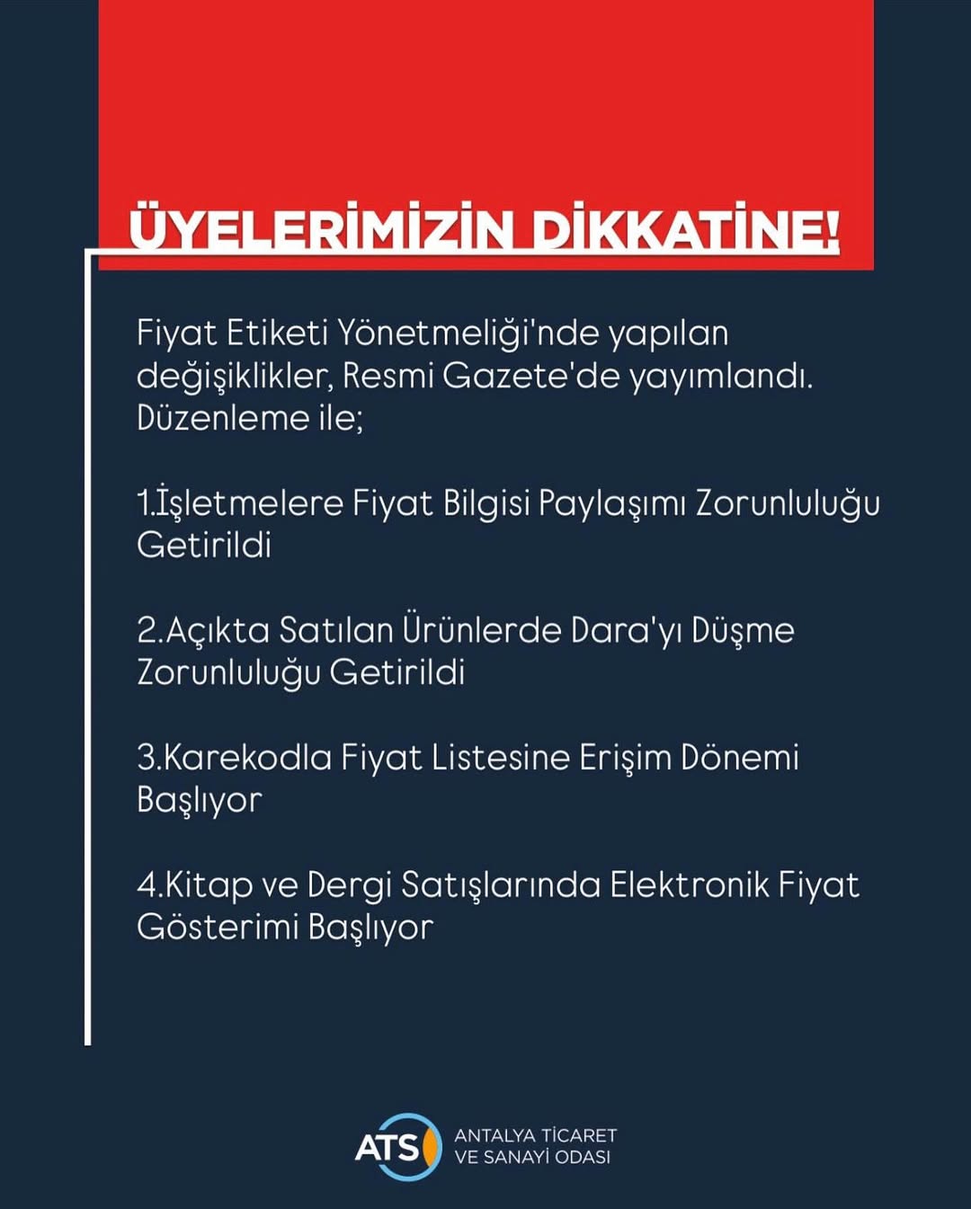 📌Üyeleri̇mi̇zi̇n Di̇kkati̇nefiyat Etiketi Yönetmeliği’nde Yapılan Değişiklikler, Resmi Gazete’de Yay