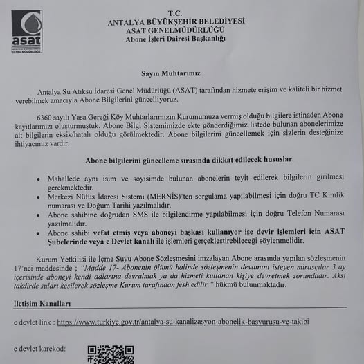 Vatandaşlara Asat’tan Önemli Yazı! Sakın Unutmayın