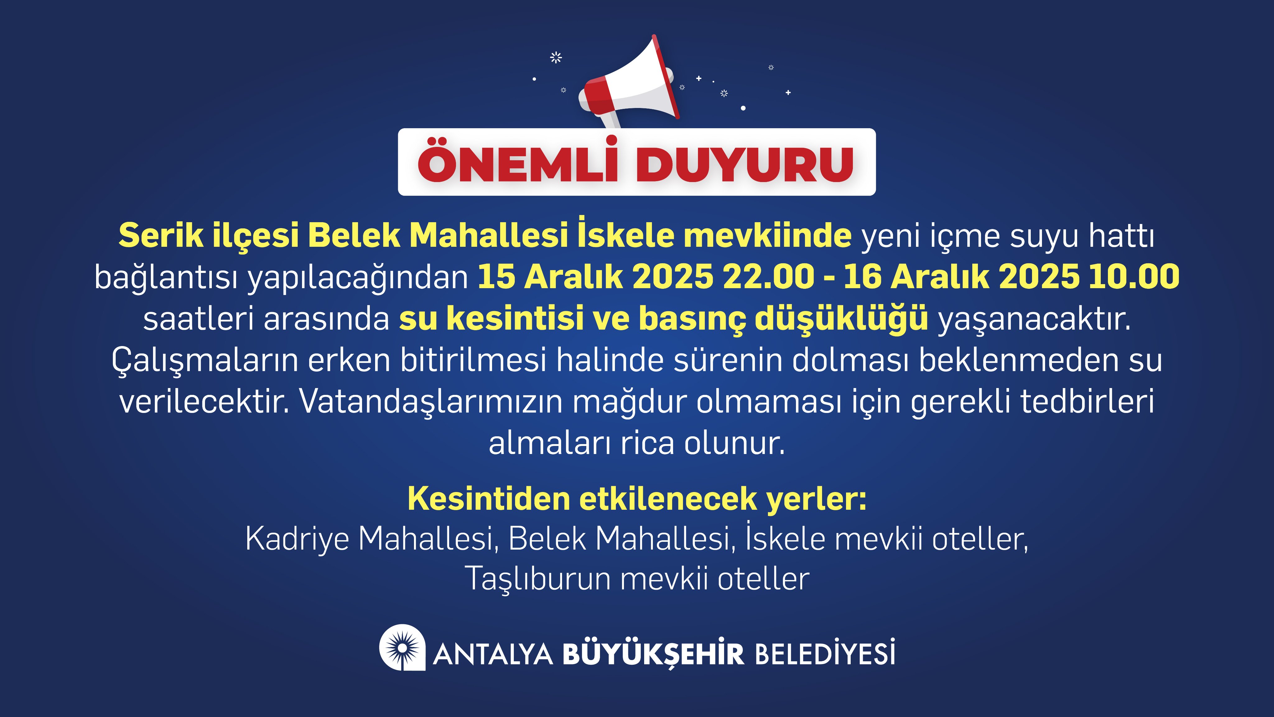 Antalya Serik Su Kesintisi-1