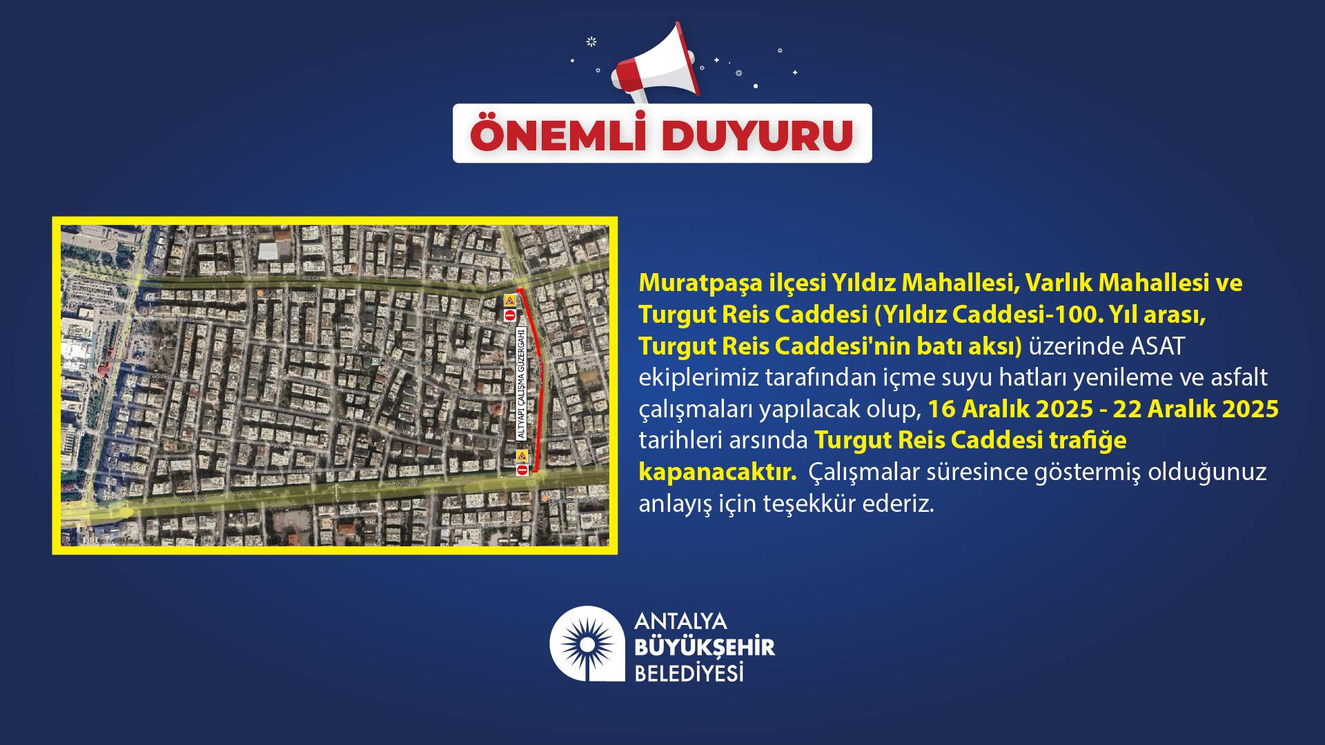 Antalya Turgut Reis Caddesi Kapatildi