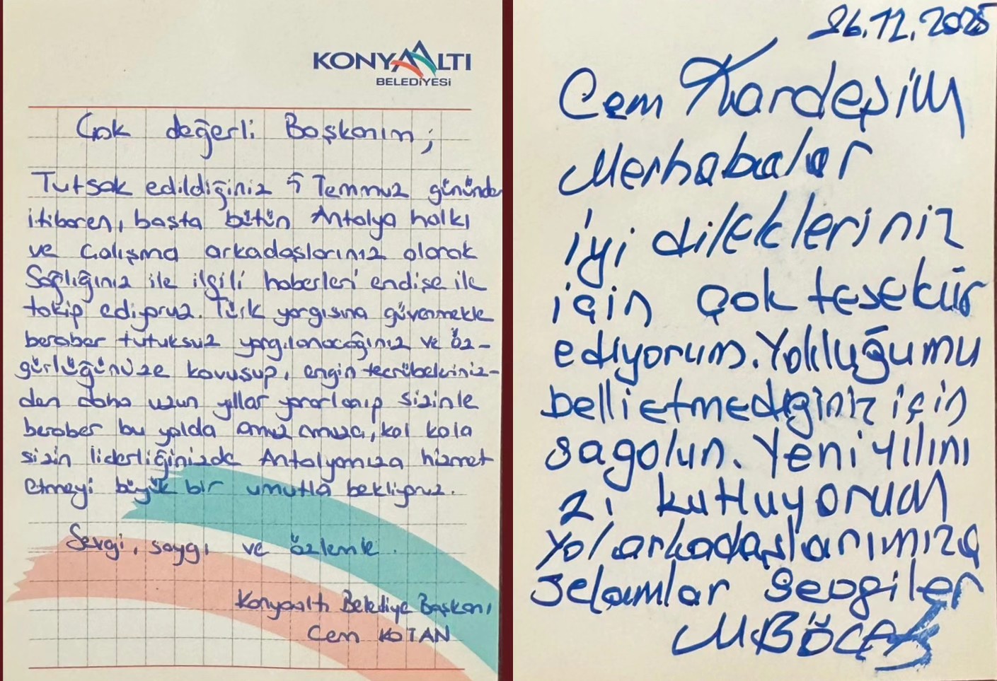 Antalya’da Belediye Başkanları Arasında Cezaevi Mektubu-1
