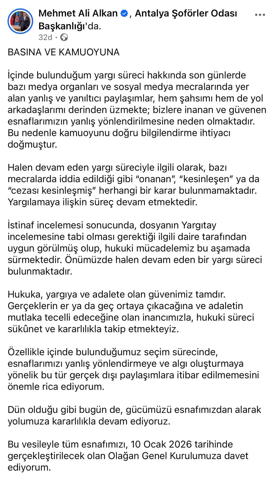 Mehmet Ali Alkan Aciklama