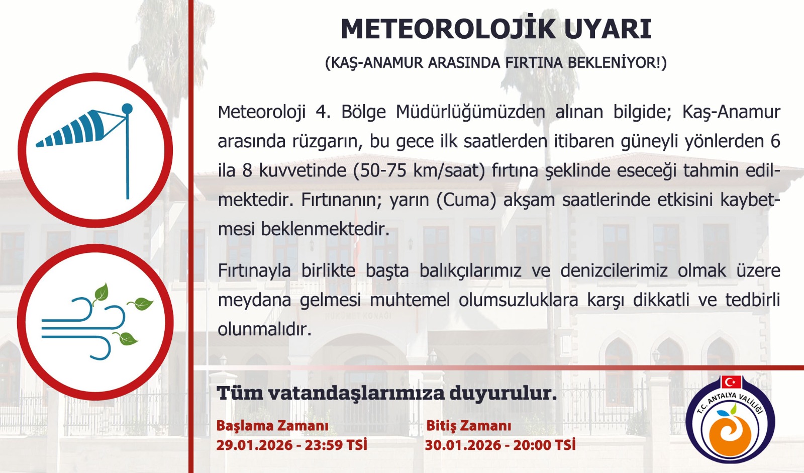 Antalya Valiliği'nden Kaş Anamur Için Fırtına Uyarısı! (1)-1