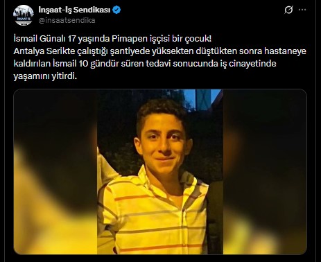 Antalya’da Bir Çocuk Işçi Daha Yaşamını Kaybetti (1)