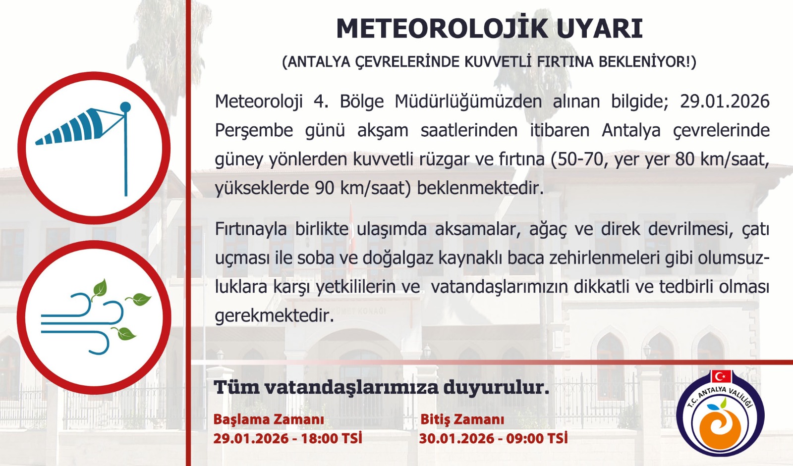 Antalya’da Fırtına Kabusu… Hızı 90 Kilometreye Çıkacak!