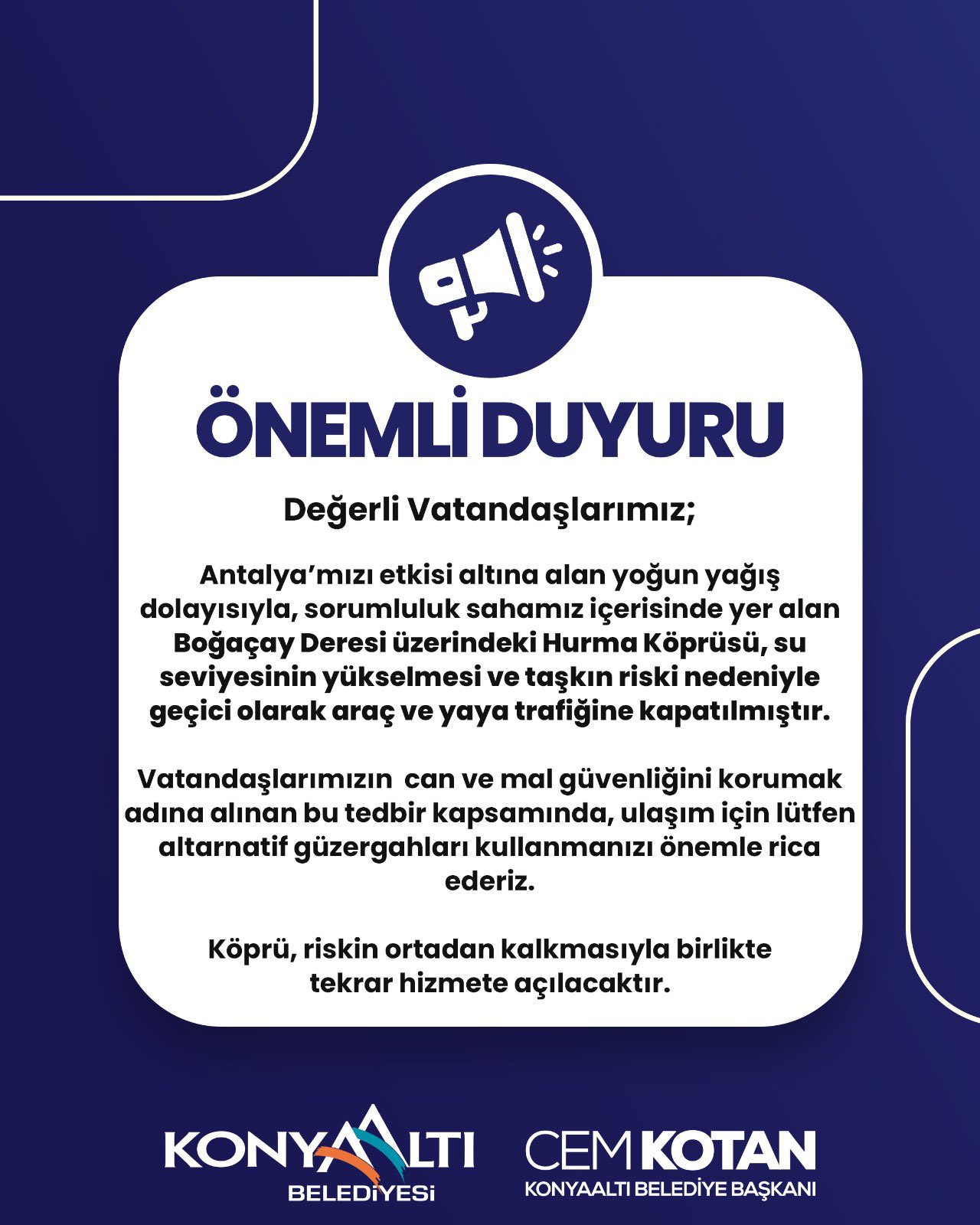 Hurma Koprusu Trafige Kapatildi (2)