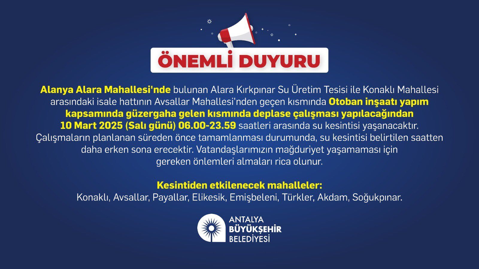 Alanya Su Kesintisi