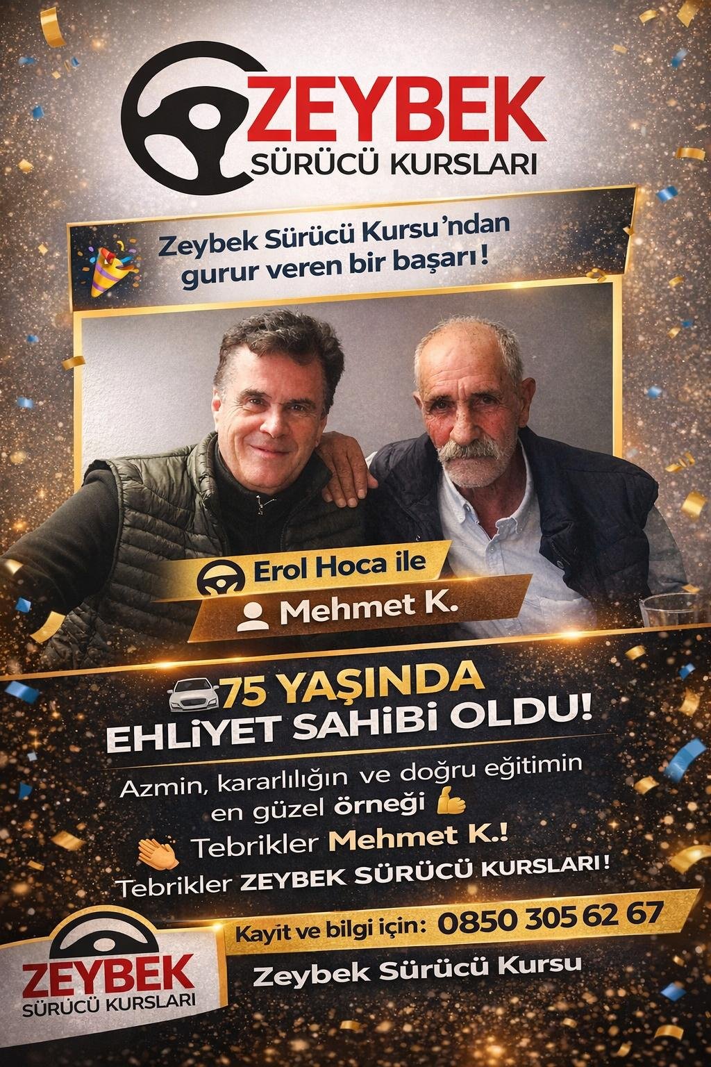 75 Yaşında Ehliyet Alan Mehmet Kılınç Hayalini Gerçekleştirdi (1)