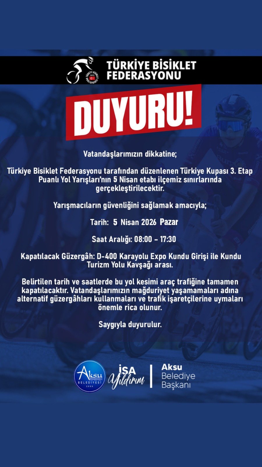 Aksu Trafige Kapatilacak Yollar (3)