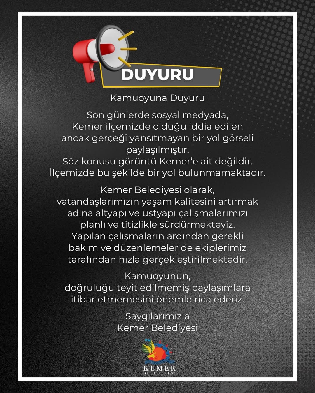 Kemer Belediyesinden Yol Aciklamasi (3)