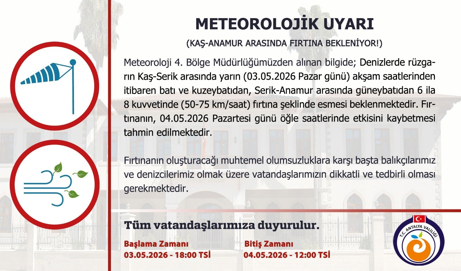 Antalya Valiligi Firtina Uyarisi (1)