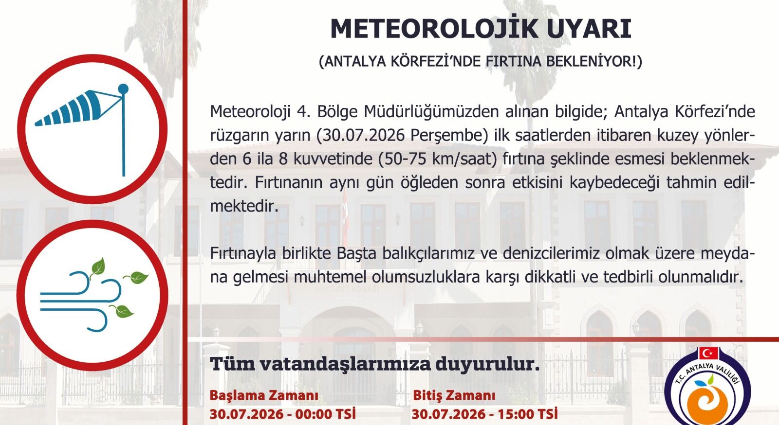Antalya Valiliği Saat Vererek Uyarıda Bulundu-1