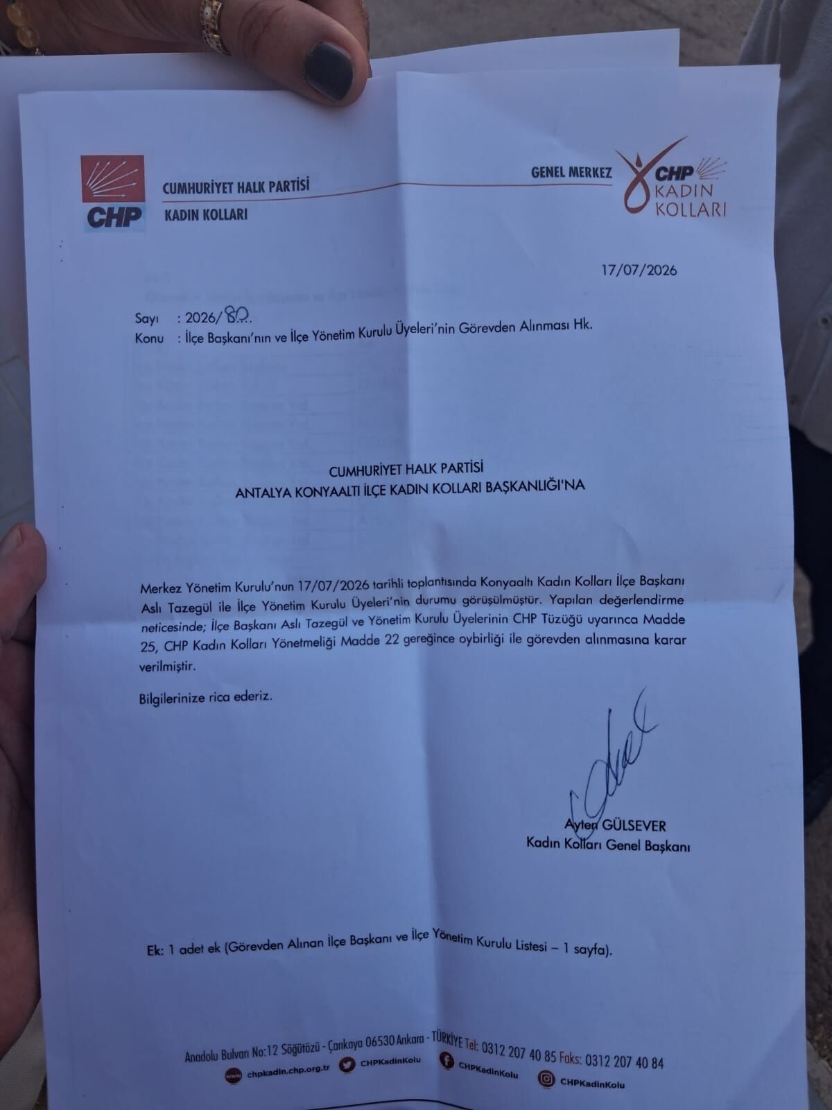 Chp Konyaalti Kadin Kollarindan Gorevden Alma Kararina Rest (1)-1
