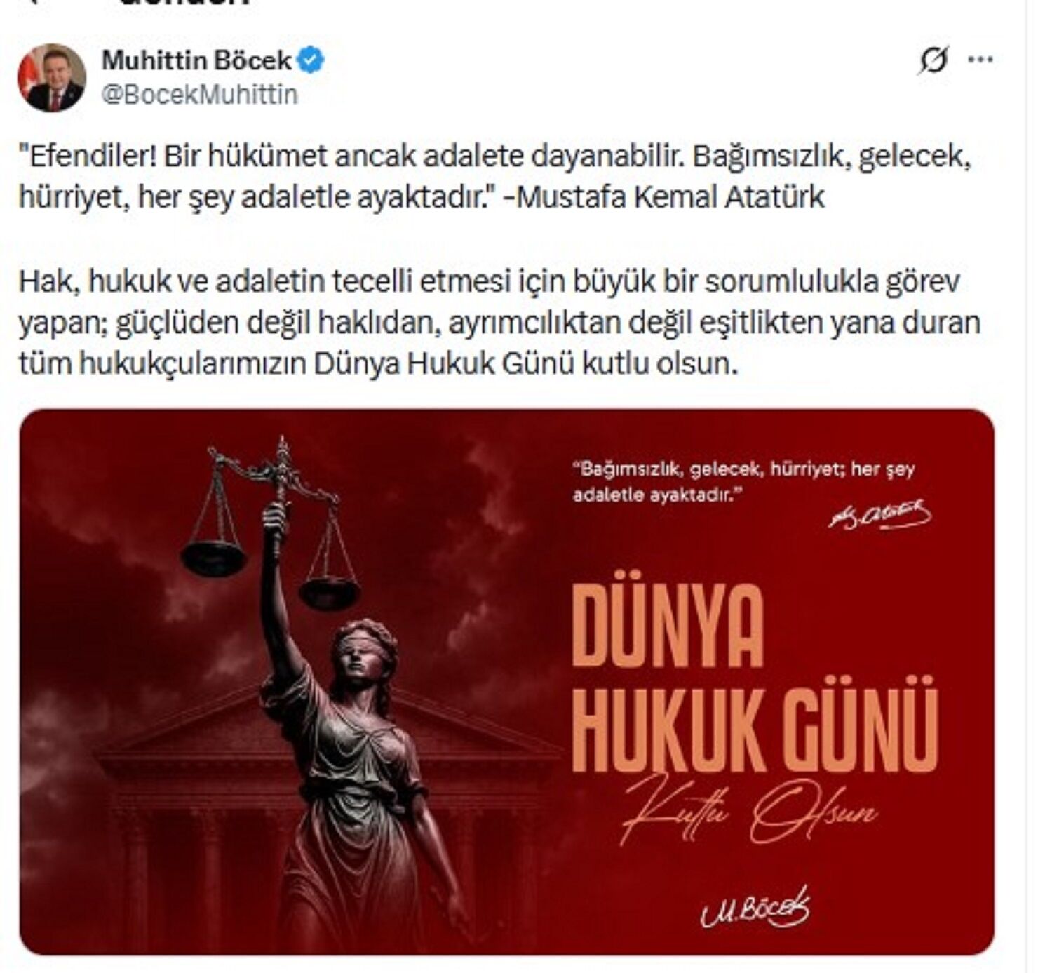 Muhittin Böcek’ten Hukuk Günü’nde Manidar Paylaşım (1)