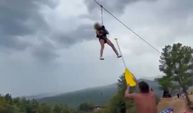 Kanyonda ziplinede asılı kalan turist çocuğu rafting rehberi kurtardı