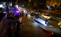 Taklalar atan araçtan genç sürücü sağ çıktı