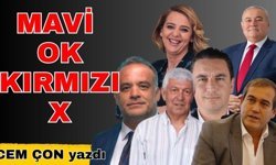 Mavi ok, kırmızı X