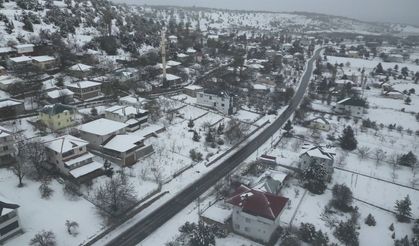 Kar güzelliği dronla görüntülendi