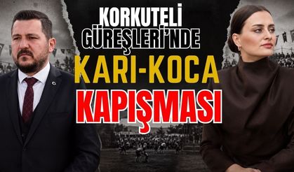 Korkuteli’nde karı koca kapışması… Başkan Saniye Caran ile eşinin pehlivanları birbirlerine rakip oldular