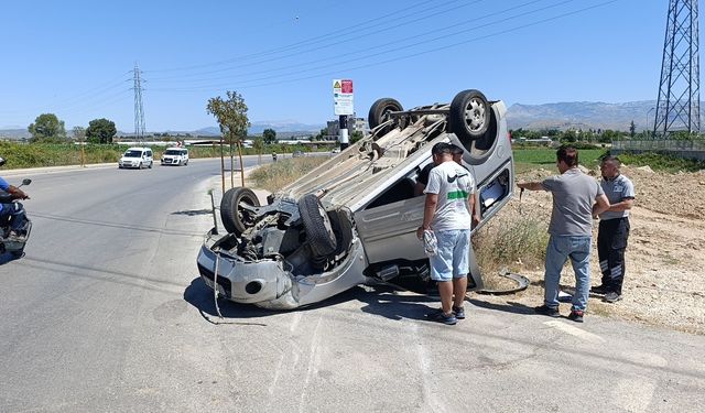 Takla atıp sürüklenen araçtan burnu bile kanamadan çıktı