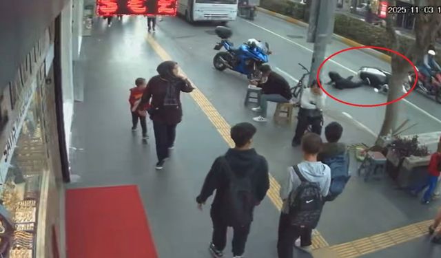 Motosiklete çarpmamak için frene bastı, devrilen motosikletten yola savruldu