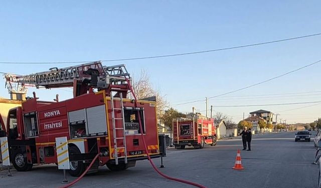 Konya’da ev ve dorse alev alev yandı