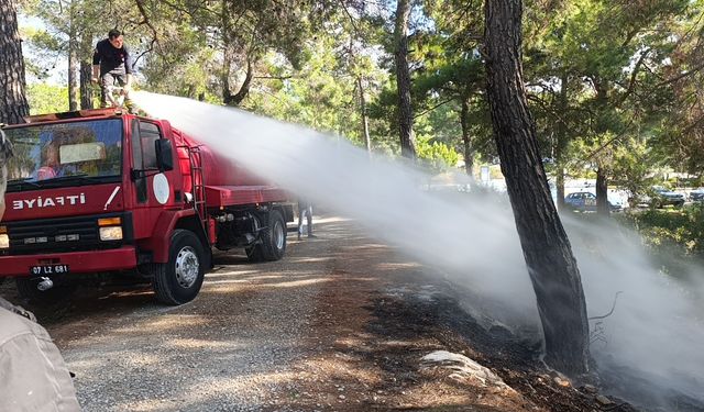 Ormanlık alanda çıkan yangını vatandaşlar söndürdü