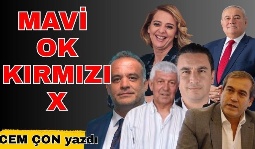 Mavi ok, kırmızı X