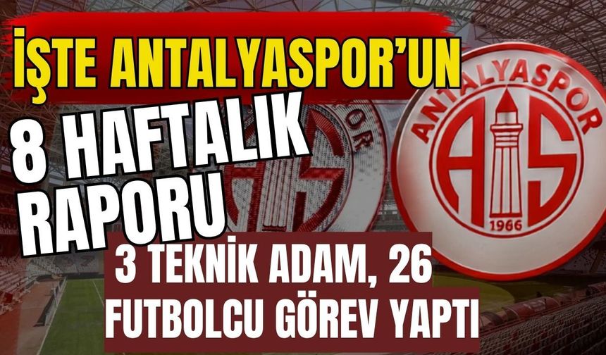 İşte Antalyaspor’un 8 haftalık raporu! 3 teknik adam, 26 futbolcu görev yaptı